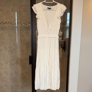 Express Cream Ruffled Maxi Dress